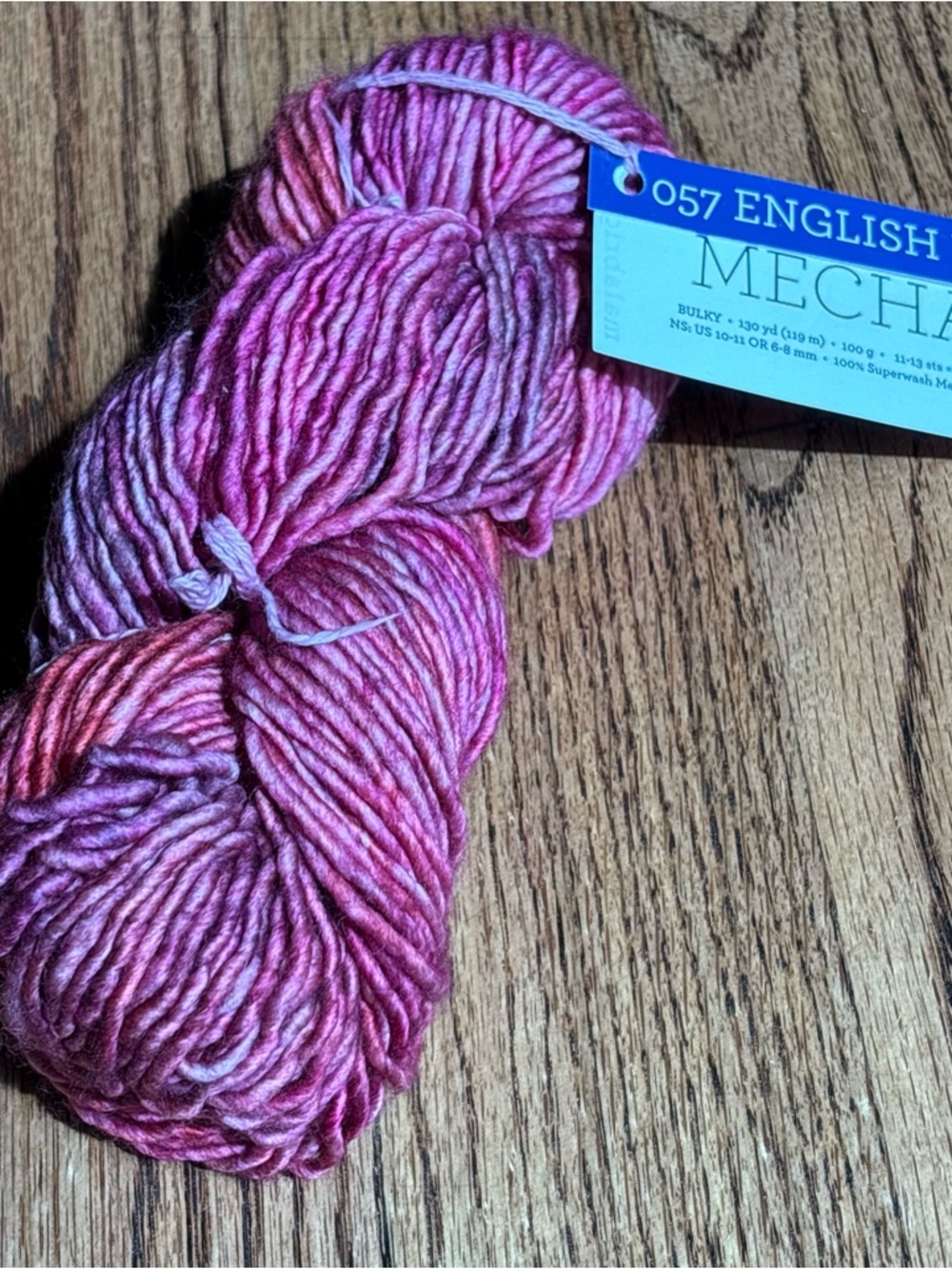 Malabrigo Mecha Yarn English Rose Pink Purple 100% Superwash Merino Wool Knit